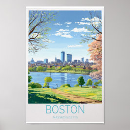 Afiche de viajes de Boston - arte en el muro de Ma