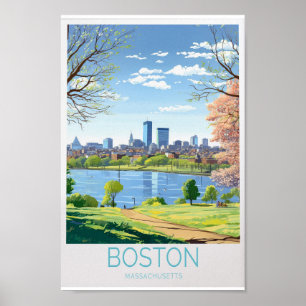 Afiche de viajes de Boston - arte en el muro de Ma