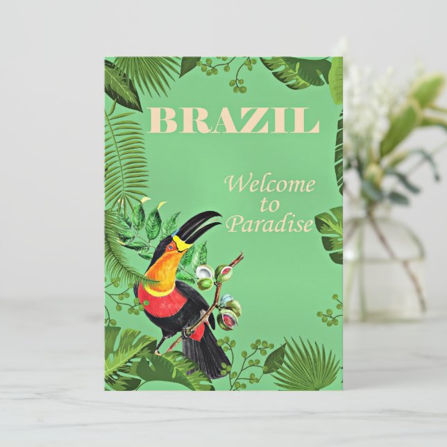 Afiche de viajes de Brasil, Toucan, (Anverso de pie)