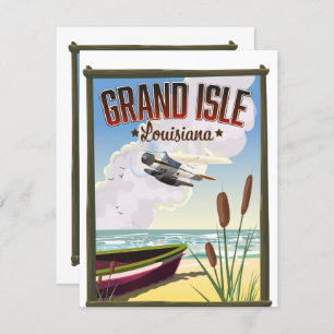Afiche de viajes de la Isla Grande, Luisiana