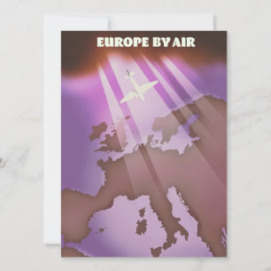 Afiche de viajes estilo Europa por aire.
