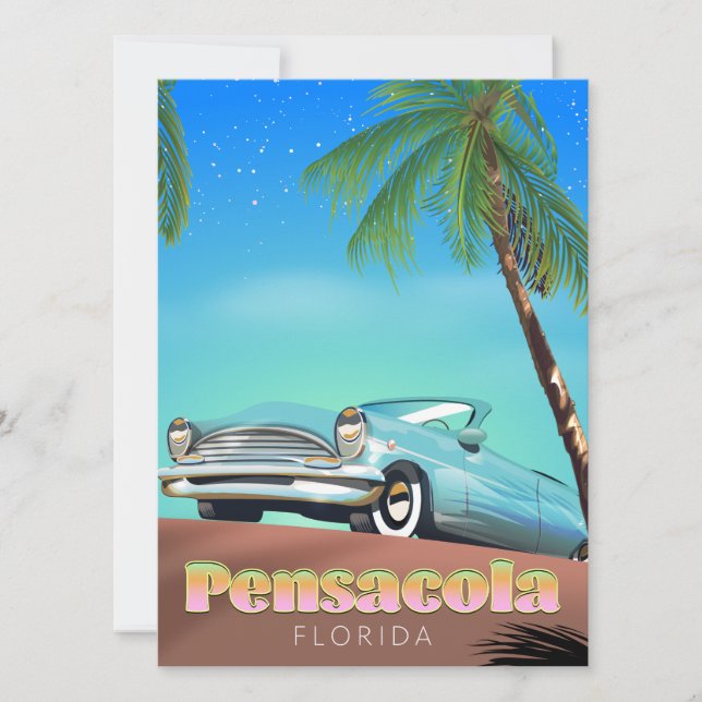 Afiche de viajes estilo vintage de Pensacola (Anverso)