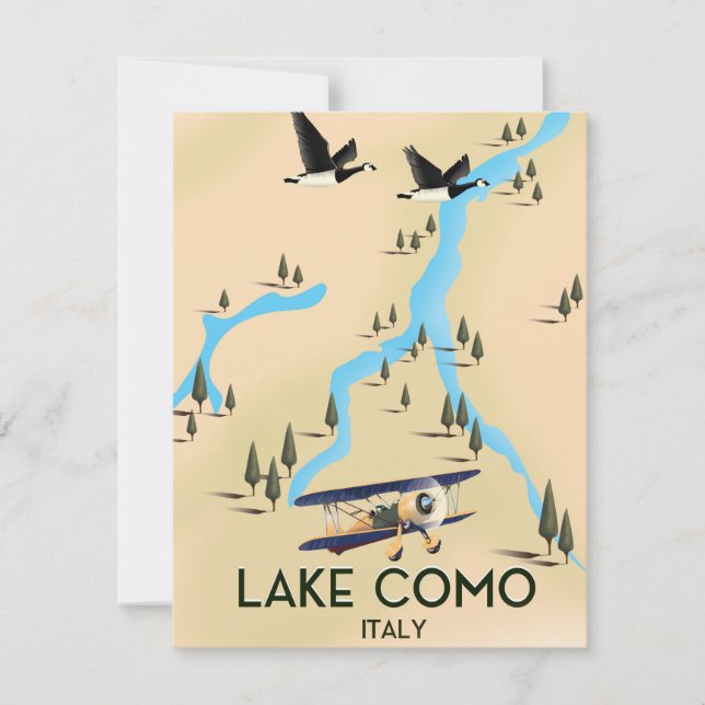 Afiche del mapa de viajes del lago de Como Italia (Anverso)