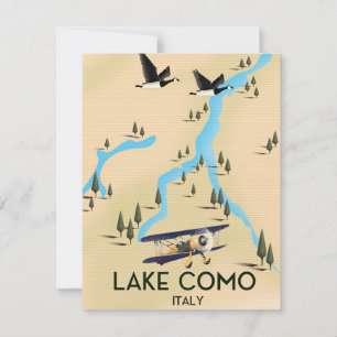 Afiche del mapa de viajes del lago de Como Italia