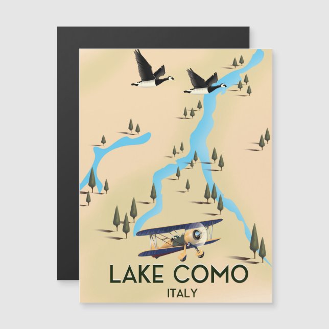 Afiche del mapa de viajes del lago de Como Italia (Anverso/Reverso)