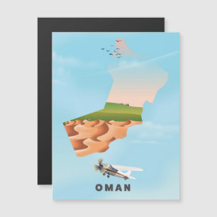 Afiche ilustrado de viaje en mapas de Omán