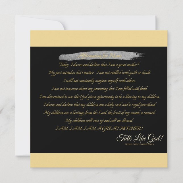 Afirmación para mamás - tarjeta de nota única (Anverso)