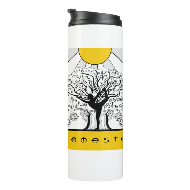 Afirmaciones Botella de agua del árbol de yoga (Rotado hacia la derecha)