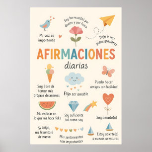 Afirmaciones en español, decoración de oficina de