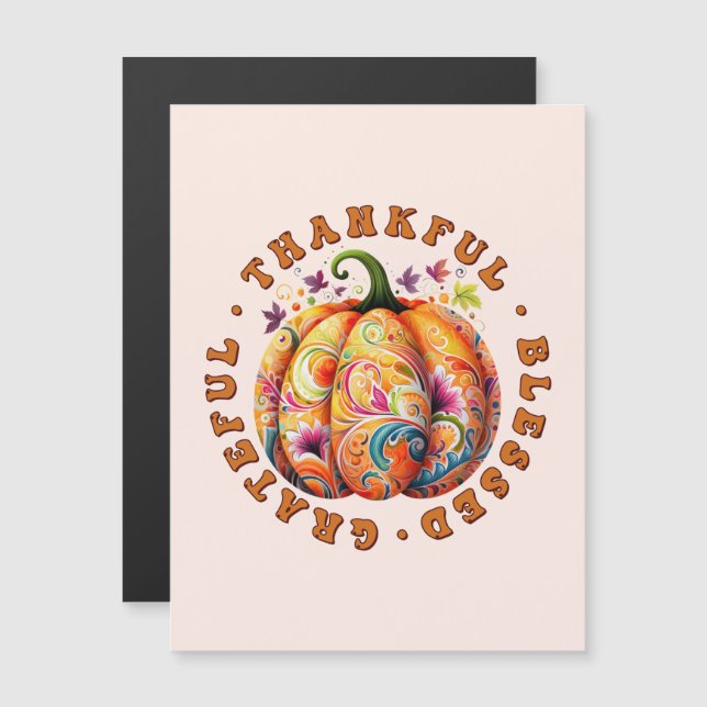 Afortunada, bendecida calabaza floral (Anverso/Reverso)