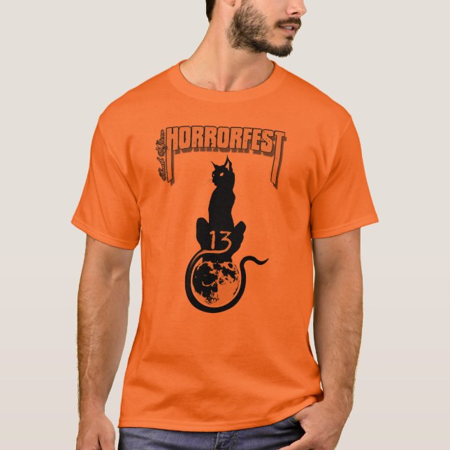Afortunada camiseta de gato #13 (Naranja) (Anverso)