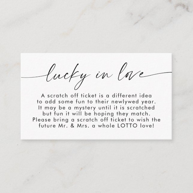 Afortunada En Amor, Tarjeta De Inserción De Billet (Anverso)