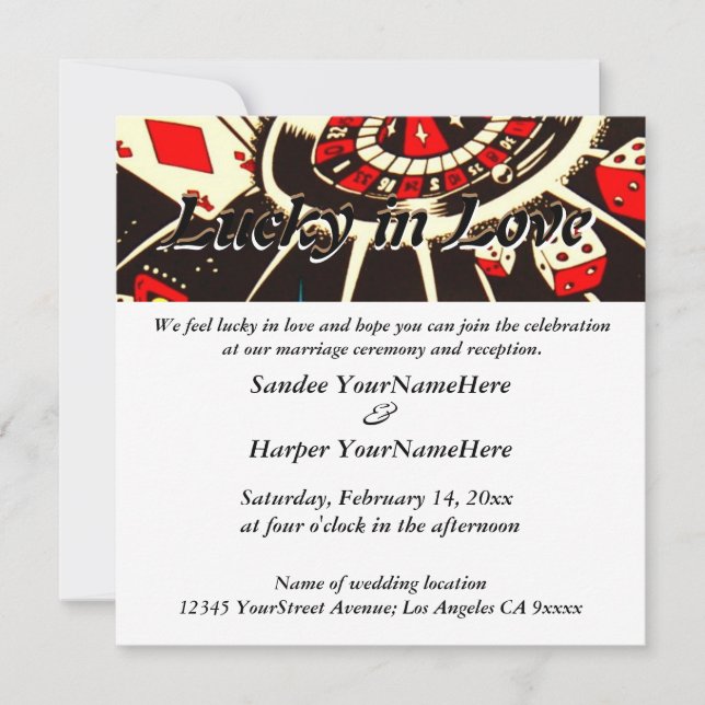 Afortunada en la invitación a la boda de amor (Anverso)