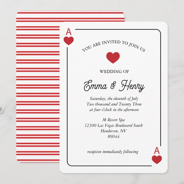 Afortunada en la invitación a la boda de amor (Anverso / Reverso)