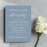 Afortunadamente Después De La Invitación A La Rece<br><div class="desc">Sencillo y moda, polvoriento azul elopement o invitación boda privada y recepción de boda o celebración de fiesta de invitación. "Feliz eterno después del Fiesta" está escrito en una mezcla de tipografía blanca simple y un guión blanco elegante con toques. Personalice su invitación boda y la invitación a la recepción...</div>