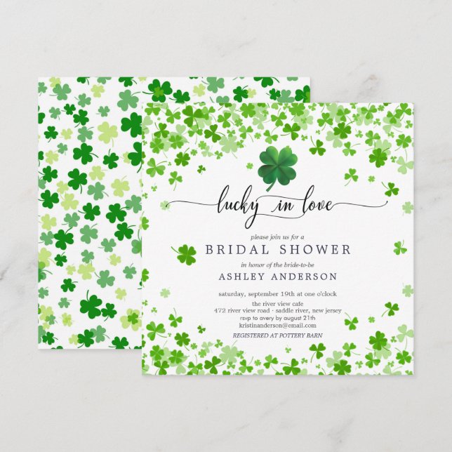 Afortunado en amor por la invitación a la ducha de (Anverso / Reverso)