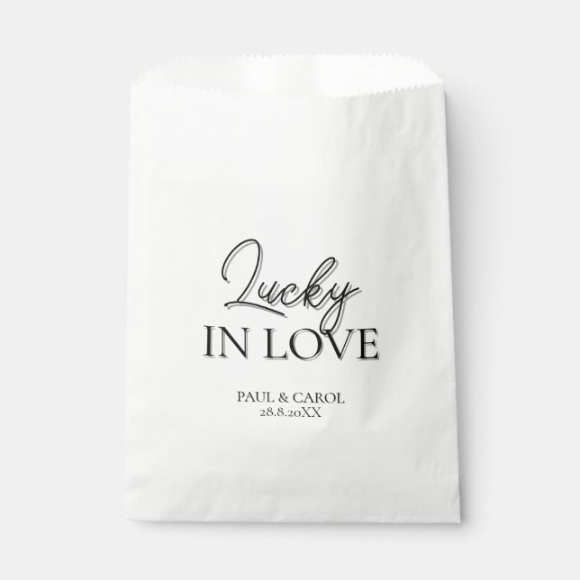 Afortunado en el amor Bolsa de papel personalizada (Anverso)