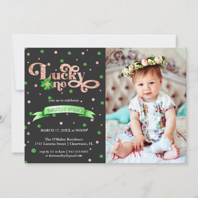 Afortunado | Primer cumpleaños del Día de San Patr (Anverso)