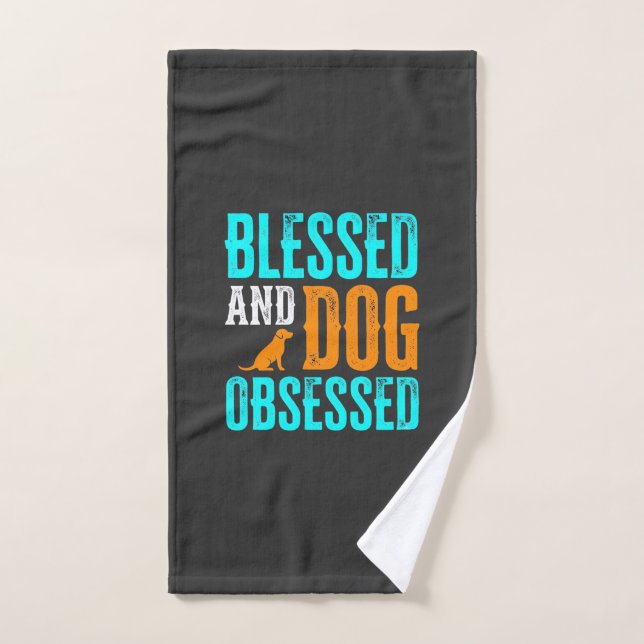 Afortunado y obsesionado con perros amante de perr (Toalla de mano)