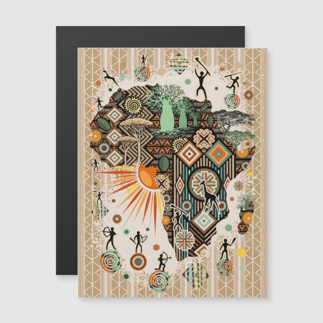 Africa Map Decorative Tribal Elements Pattern (Anverso/Reverso)