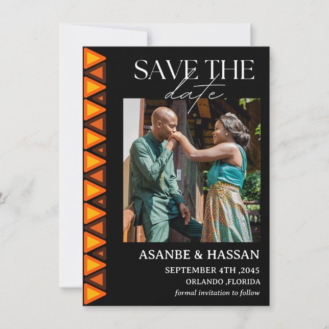 African Ethnic Pattern Wedding Save the Date Card (Anverso)