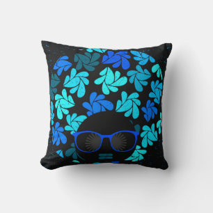 Afro diva turquesa azul y negro almohada