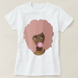 Afro rosado, cortar la camiseta de ciruela de burb