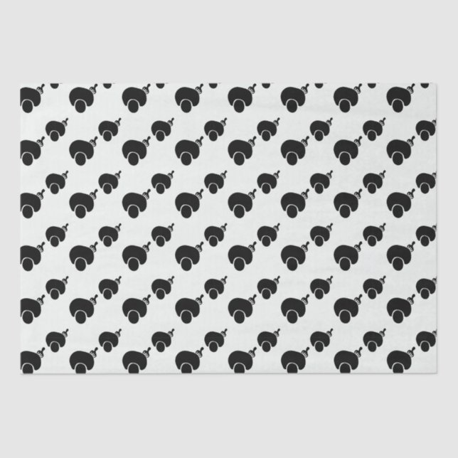 afro y recoger papel de tejido blanco y negro (Anverso)