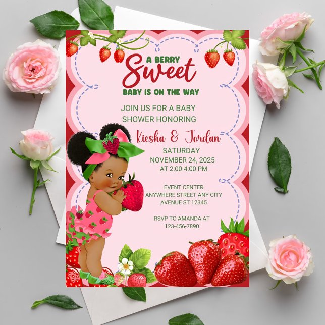 Afroafro fresa Baby Shower invitación a ser africa (Subido por el creador)