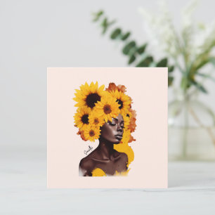 Afroamericana con pelo afro girasol