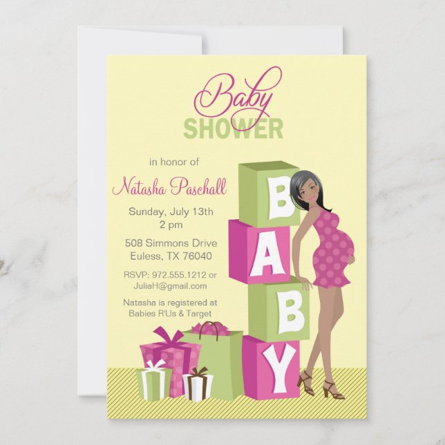 Afroamericano de la invitación de Baby Shower del (Anverso)