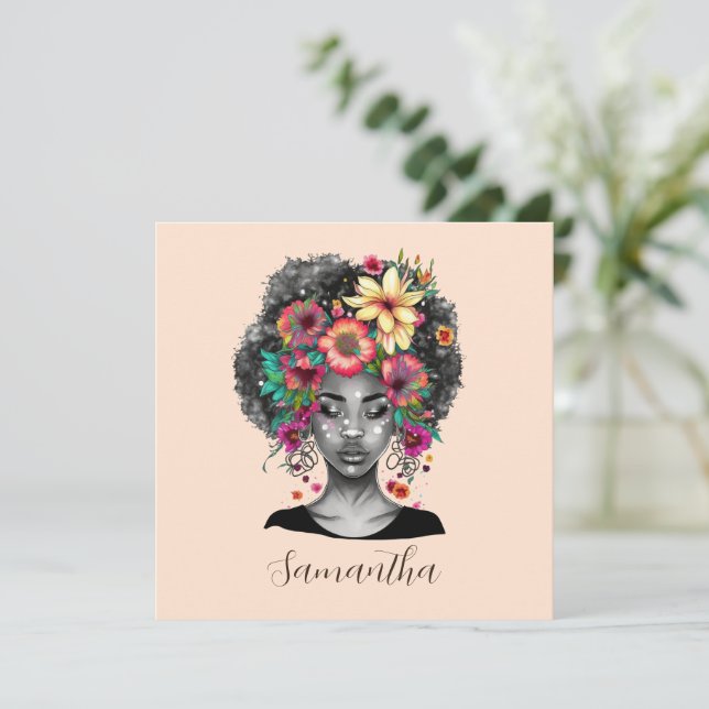 Afromujer floral elegante (Anverso de pie)