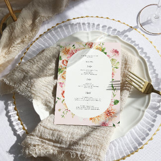 Afterglow Floral Garden Blooms Wedding Menu