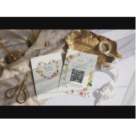 Afterglow Garden Floral Heart QR Code Wedding RSVP