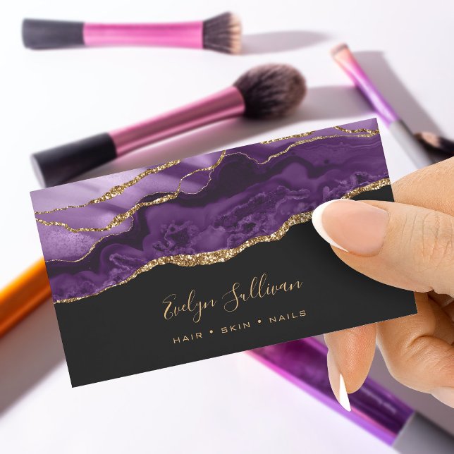 agar morado en tarjeta de negocios negra (Subido por el creador)