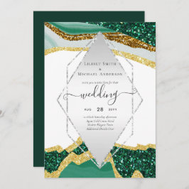 Ágata de Oro Esmeralda - Invitación de Boda Modern
