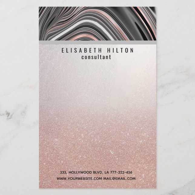 ágata geoda rosa oro plata negro papelería (Anverso)