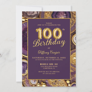 Agate de oro morado Invitación a cumplir 100 años