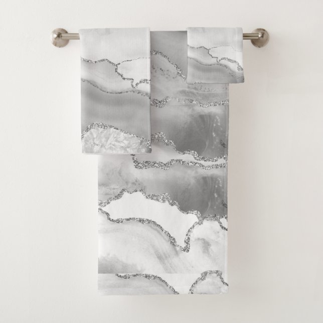 Agate elegante Purpurina de plata gris blanco (In situ)