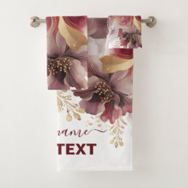 Agate floral Purpurina de Borgoña y Oro