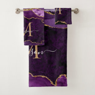Agate Geode Purple Violet Gold Script
