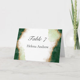 Agate Gold y Green boda Table Tent Place tarjeta