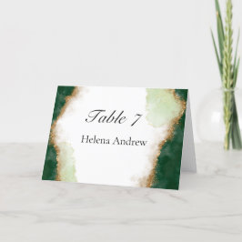 Agate Gold y Green boda Table Tent Place tarjeta