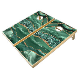 Agate Green Gold Purpurina Geode Marble Custom Nam