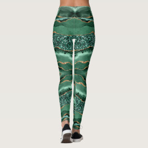 Agate Green Gold Purpurina Geode Marble Leggings