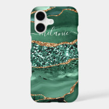 Agate Green Gold Purpurina Geode Marble Tu Nombre