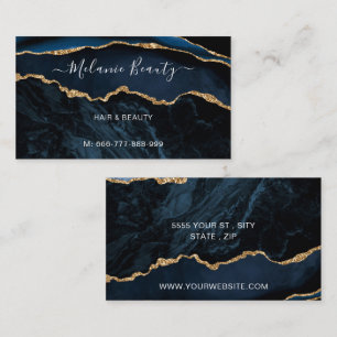 Agate Navy Blue Gold Modern tu tarjeta de visita