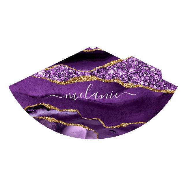 Agate Purple Gold Purpurina Gorra Fiesta de nombre (Anverso)