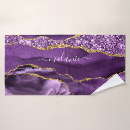 Agate Purple Violet Gold Purpurina Geode Nombre