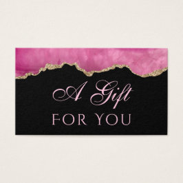 Agate rosado en tarjeta de regalo negra